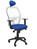Silla Operativa de oficina Jorquera malla blanca asiento bali azul con cabecero fijo