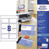 Avery-Zweckform C32015-10 Nyomtatható névjegykártyák, sima él 85 x 54 mm Fehér 80 db Papírformátum: DIN A4