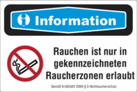 Focusschild - Rauchen verboten, Schwarz/Blau, 15 x 25 cm, Aluminium, Weiß, Rot