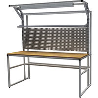 Stół warsztatowy aluminiowy workalu® z modułem systemowym, jednostronny