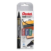 PENTEL Pochette de 4 Marqueurs permanent N850 Pointe ogive - Assortis Noir, Bleu, Rouge, Vert