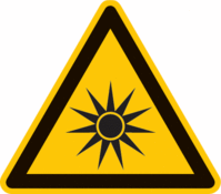 Sicherheitskennzeichnung - Warnung vor optischer Strahlung, Gelb/Schwarz, 20 cm