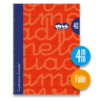 CUADERNO FOLIO FORRADO RAYADO 4 MM ROJO LAMELA 7FTE004R