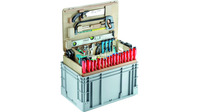 Werkzeugkiste PRO FLEX 61- teilig best. aus 2 Euro-Norm Boxen, Trolley, Deckel und Werkzeugeinsatz mit 112 Werkzeugen