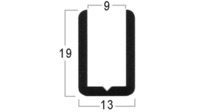 U-Profil Alu poliert, 19/13mm, für Glasdicke 8 mm, Länge 2500mm