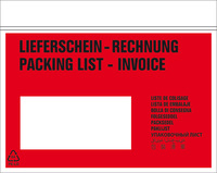 Begleitpapiertasche rot/sw "LIEFERSCHEIN-RECHNUNG", C6, im Karton