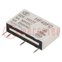 Relay: electromagnetic; SPST-NO; Ucoil: 24VDC; 5A; 5A/250VAC; PCB