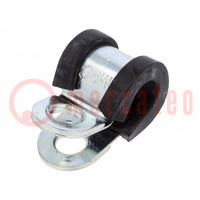 Fixing clamp; ØBundle : 7mm; W: 12mm; steel; Cover material: EPDM