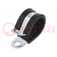 Fixing clamp; ØBundle : 21mm; W: 15mm; steel; Cover material: EPDM