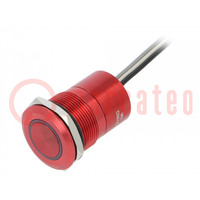 Schakelaar: capacitief; pos: 2; SPST-NC; 0,01A/12VDC; IP68; rood