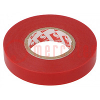 Tape: electrical insulating; W: 12mm; L: 25m; Thk: 0.13mm; red; 180%