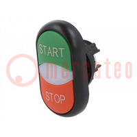 Switch: double; 22mm; Stabl.pos: 1; green/red; M22-FLED,M22-LED
