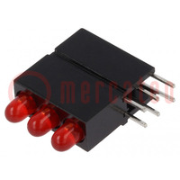 LED; in housing; 2.8mm; No.of diodes: 3; red; 20mA; 60°; 1.2÷4mcd