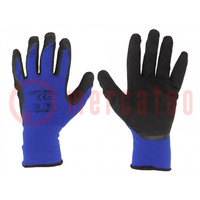 Protective gloves; Size: 10; black-navy blue; latex,polyamide