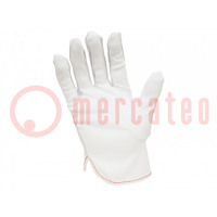 Protective gloves; ESD; S; polyester,PVC,carbon fiber; white