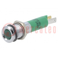 Indicator: LED; superflat; green; 24VDC; Ø8mm; IP40; metal,plastic