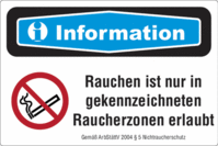 Focusschild - Rauchen verboten, Schwarz/Blau, 15 x 25 cm, Folie, Selbstklebend