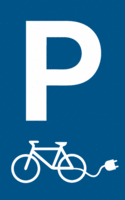 Parkplatzschild - P / Elektro-Fahrrad, Weiß/Blau, 40 x 25 cm, Aluminium