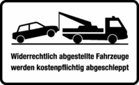 Parkplatzschild - Abschleppsymbol, Schwarz, 15 x 25 cm, Folie, Selbstklebend