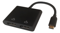 Deltaco USBC-2DP video cable adapter 0.1 m USB Type-C 2 x DisplayPort Black