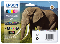 Epson Elephant C13T24284011 tintapatron 6 dB Eredeti Standard teljesítmény Fekete, Cián, Világos ciánkék, Magenta, Világos magenta, Sárga