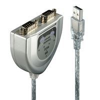 Lindy 42889 soros kábel Ezüst 0,6 M USB A típus DB-9