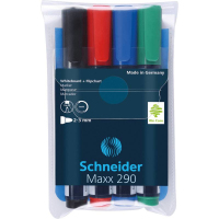 Schneider Schreibgeräte Maxx 290 markeerstift 4 stuk(s) Kogelpunt Zwart, Blauw, Groen, Rood