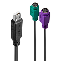 Lindy 42651 changeur de genre de câble USB A 1.1 2 x Mini-DIN 6 Pin Noir