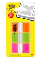 Post-It Flags, Orange, Lime, Pink .94 in wide, 60/On-the-Go Dispenser, 1 Dispenser/Pack bandera adhesiva 60 hojas