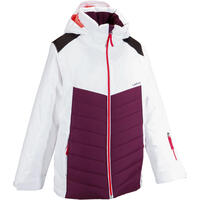 Slide 100 Girls’ Ski Jacket - White/prune - 6 Years Old