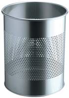 Durable Round Metal Perforated Waste Bin - Scratch Resistant Steel - 15 Litre Silver