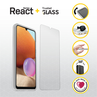 OtterBox React + Trusted Glass Samsung Galaxy A32 - clear - Custodia + in Vetro Temperato, Transparente