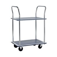 Barton Silver and Blue 2 Shelf Trolley With Chrome Handles PST2