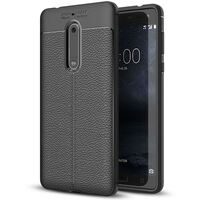 NALIA Leather Look Case compatible with Nokia 5, Silicone Ultra-Thin Protective Phone Cover Rubber-Case Premium Gel Soft Skin, Shockproof Slim Back Bumper Protector Smartphone B...