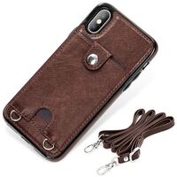 NALIA Necklace Cover with Chain compatible with iPhone XS Max Case, PU Leather Silicone Phone Skin with Card Slot & Holder Strap, Slim Protective Mobile Back Rugged Shockproof B...