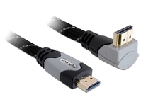 Anschlusskabel High Speed HDMI® mit Ethernet, einseitig nach oben gewinkelt,3m, grau, Delock® [83045