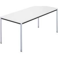 Rechthoekige tafel, met vierkante, verchroomde tafelpoten