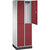 Armario guardarropa de acero de dos pisos INTRO, A x P 620 x 500 mm, 4 compartimentos, cuerpo gris luminoso, puertas en rojo rubí.