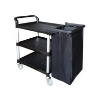 Plastic housekeeping trolleys with frames and bags