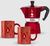 Bialetti Moka Express 6 személyes kávéfőző + 2db bögre deco glamour piros (9910)