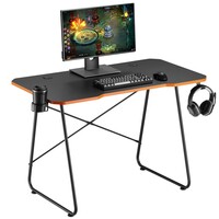 Gaming Desk with Cup Holder and Headphone Holder Black/Orange