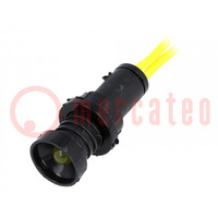 Spia: LED; concava; giallo; 230VAC; Ø10mm; IP20; conduttori 300mm