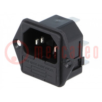 Connector: AC supply; socket; male; 10A; 250VAC; IEC 60320; C14 (E)