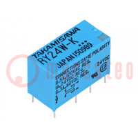 Relay: electromagnetic; DPDT; Ucoil: 24VDC; 1A; 0.5A/120VAC; PCB