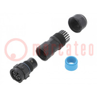 Connector: circular; plug; for cable; PIN: 3; female; with contacts