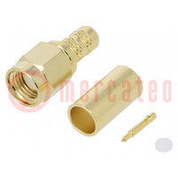 Plug; SMA; male; straight; 50Ω; soldering,crimped; for cable; PTFE