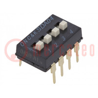 Switch: DIP-SWITCH; Poles number: 4; ON-OFF; 0.025A/24VDC; Pos: 4