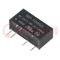 Converter: DC/DC; 1W; Uin: 10.8÷13.2V; Uout: 5VDC; Iout: 200mA; SIP7