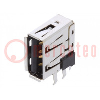 Socket; USB A; on PCBs; THT; PIN: 4; side,angled 90°; USB 2.0