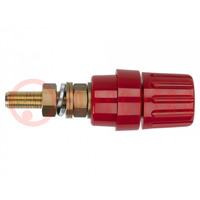 Socket; 4mm banana; 100A; red; on panel,screw; insulated; 81mm